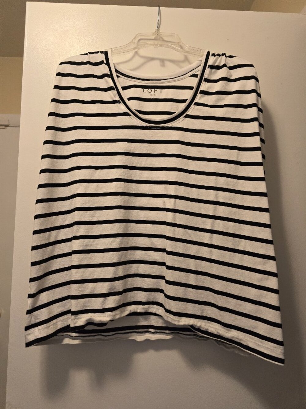 Loft White Shirt with Black Stripes